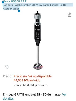 Bosch batidora 750w